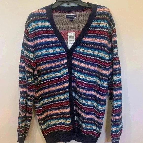 Mens Club Room Escapes Sweater Cardigan NWT Button Down 100% Cotton -B4 - Picture 2 of 7
